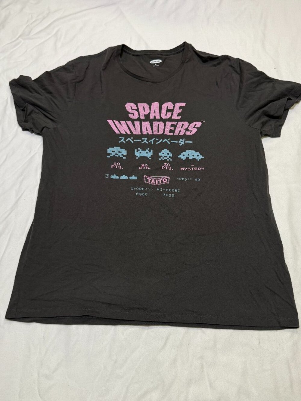 Old Navy Men's Gray Space Invaders Graphic T-Shirt XXL